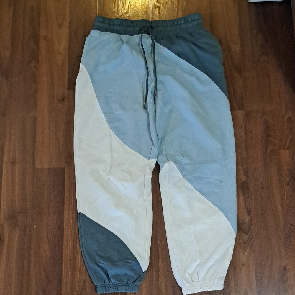 Colorblock Joggers - Blue, Gray, and White